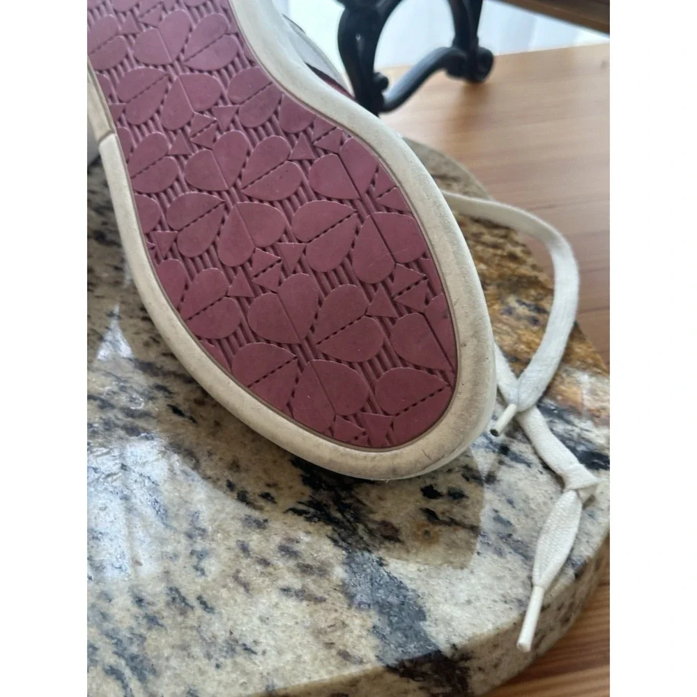 Kate Spade Keswick Glitter Stripe Low-Top Sneakers White Pink Stripe 9.5 - Picture 11 of 15
